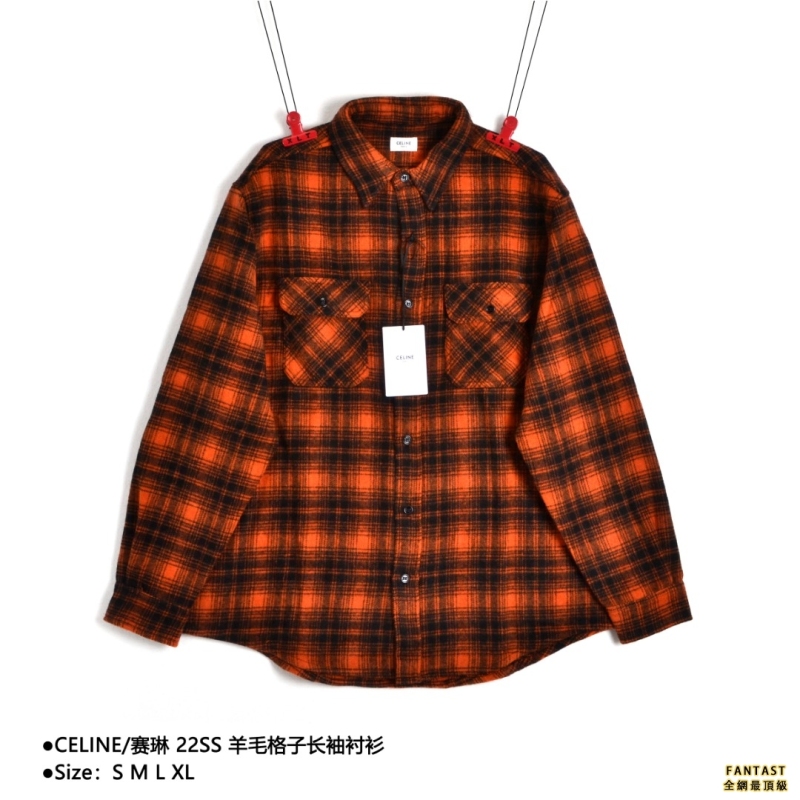 CELINE/賽琳 22SS 羊毛格子長袖襯衫