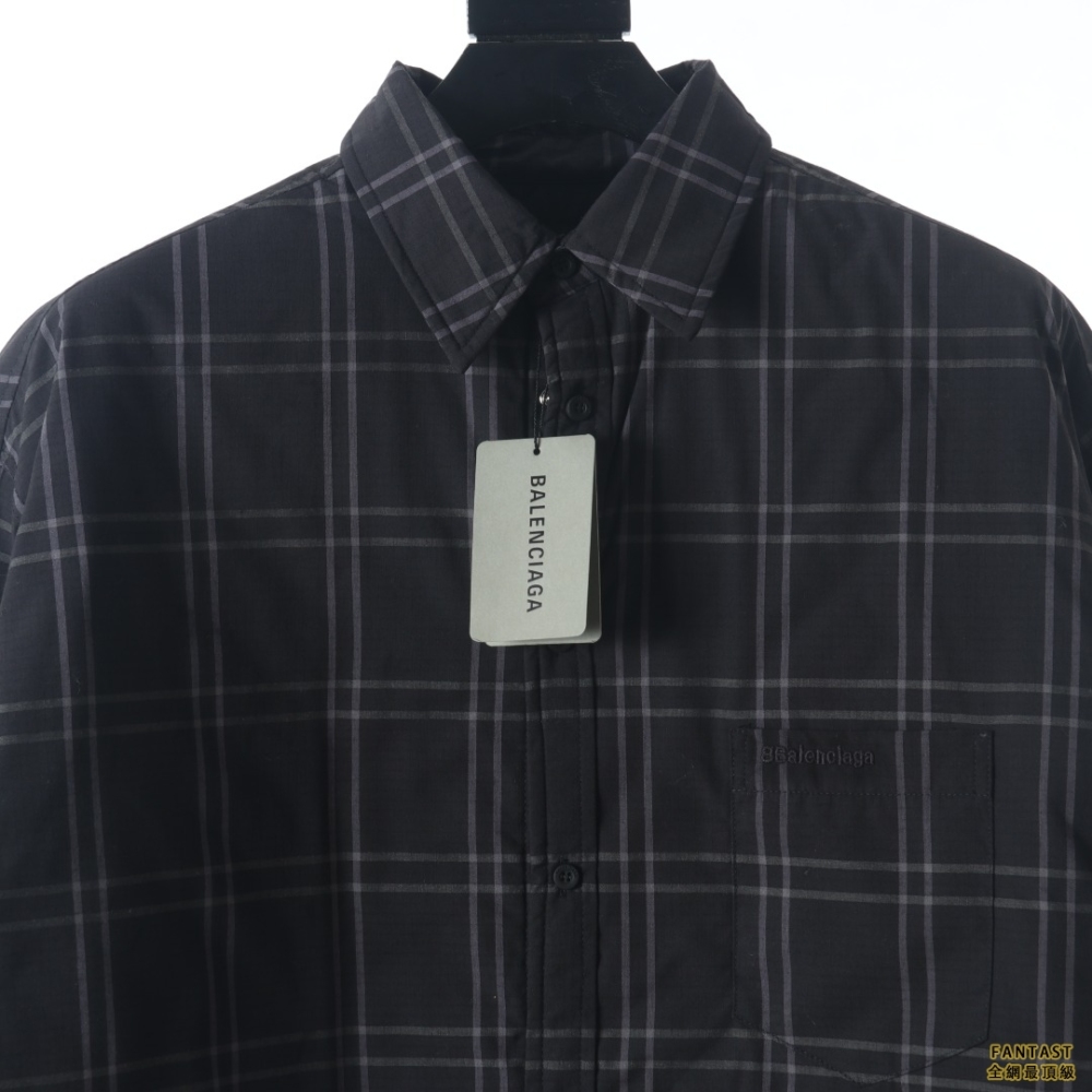 Balenciaga巴黎世家 22Fw BB格紋棉服外套
