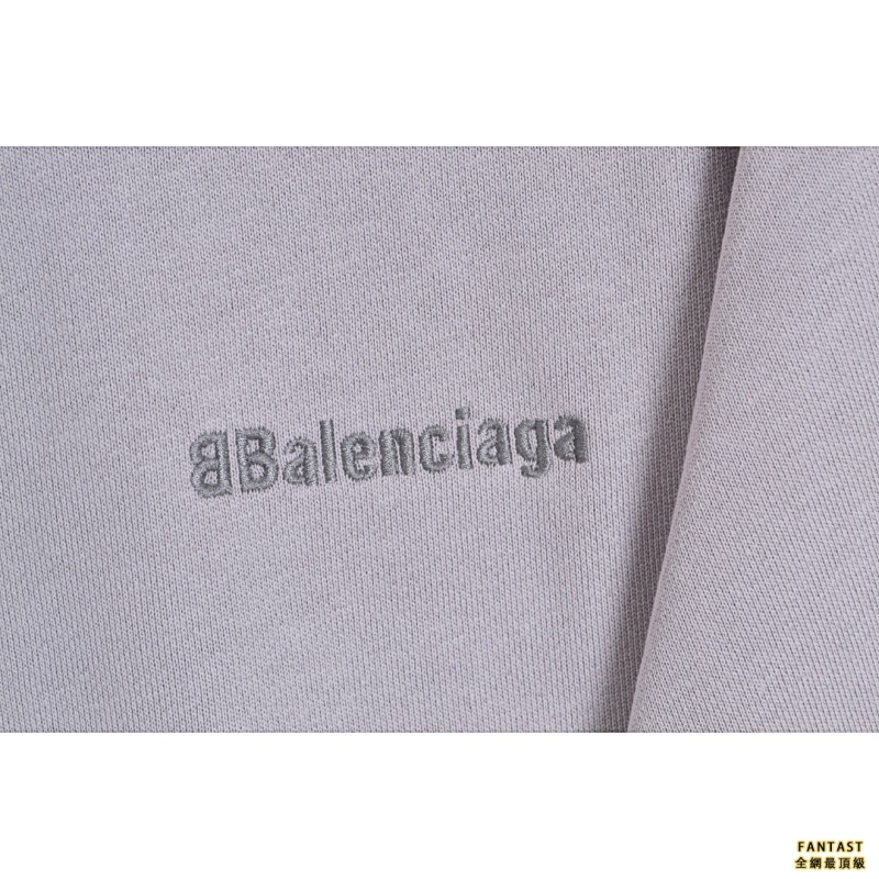 Balenciaga/巴黎世家 22FW 灰藍色刺繡Logo圓領衛衣 