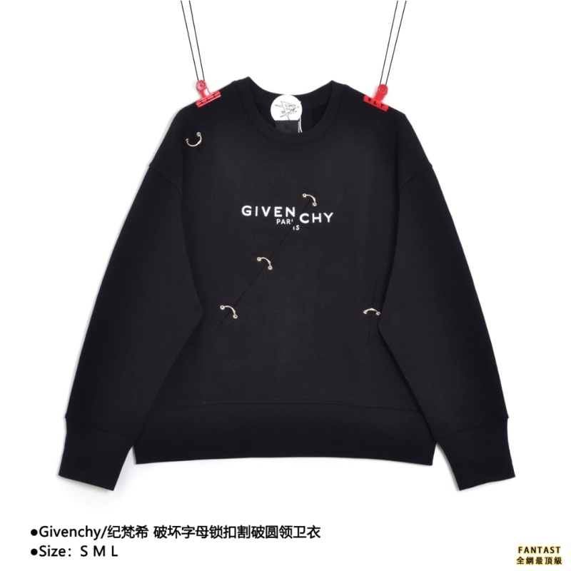 Givenchy/紀梵希 破壞字母鎖扣割破圓領衛衣