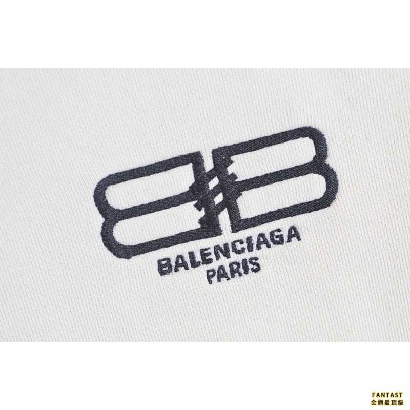 Balenciaga/巴黎世家 22FW 杏色破壞刺繡鎖扣圓領衛衣 