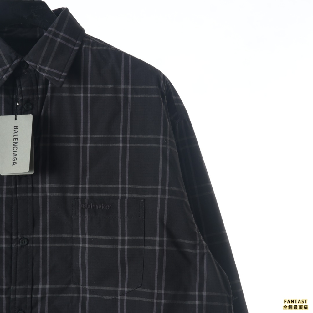 Balenciaga巴黎世家 22Fw BB格紋棉服外套