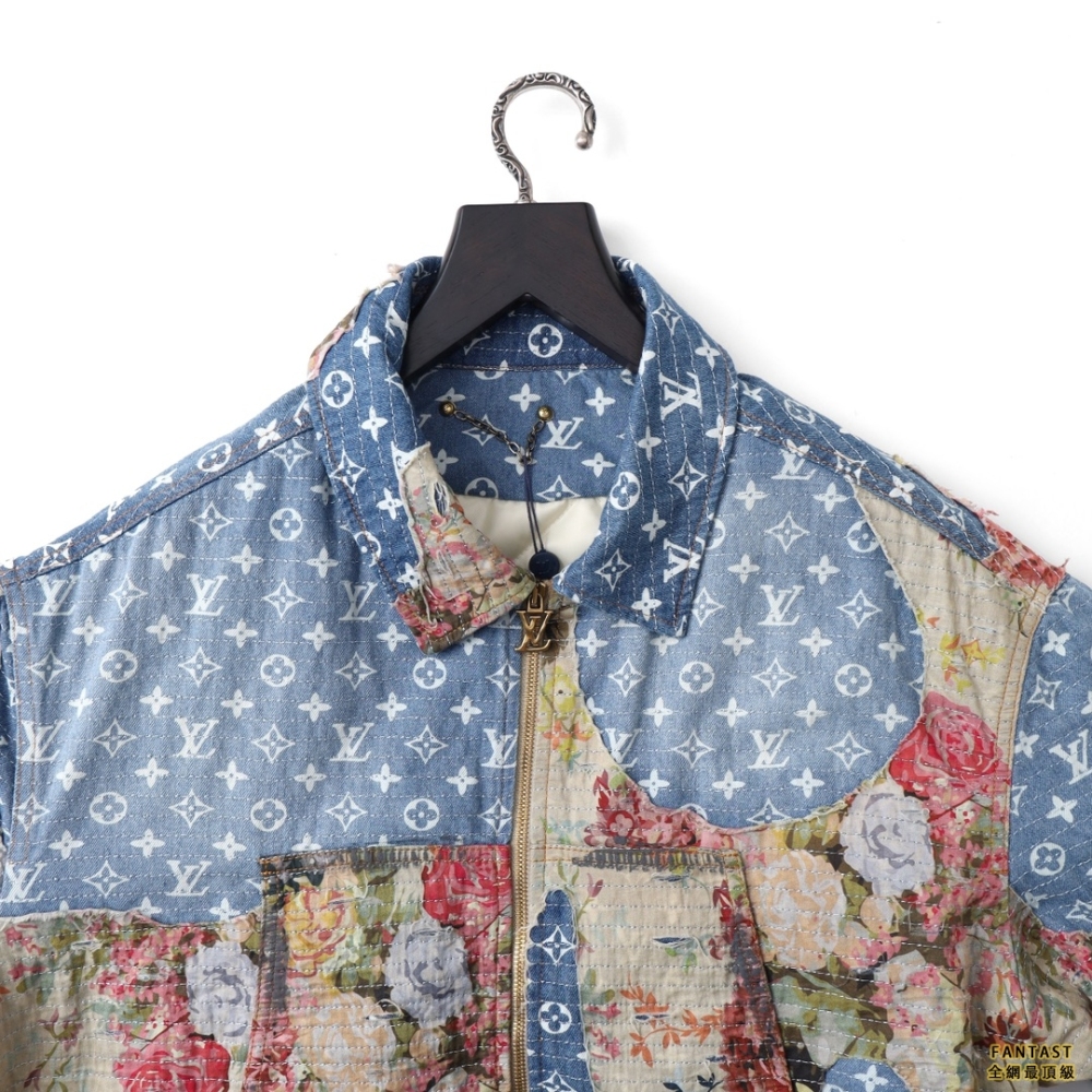 1v 2022 復古花卉牛仔棉服.