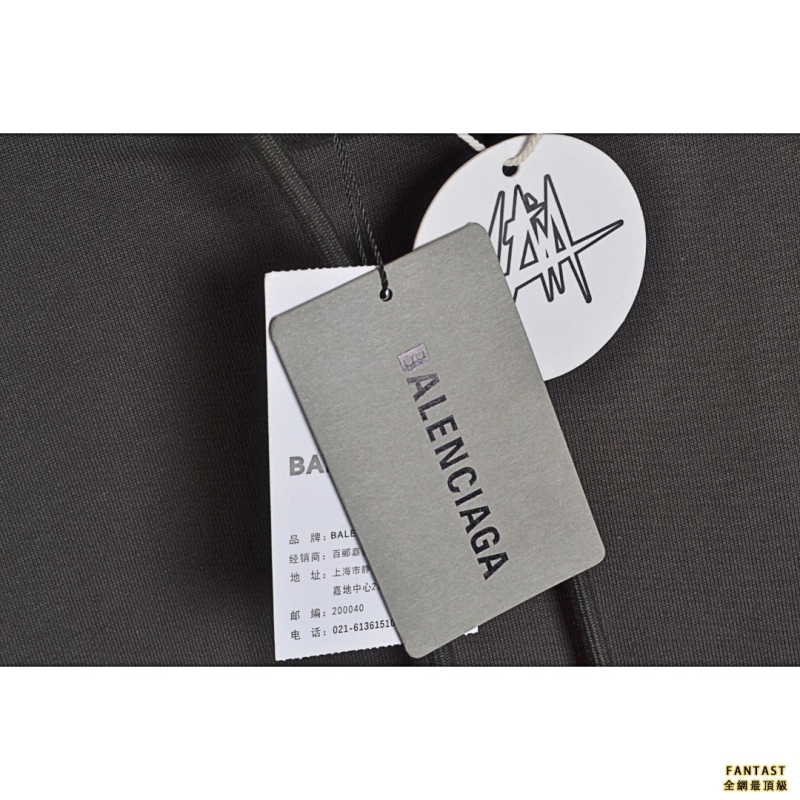 Balenciaga/巴黎世家 可樂波浪印花連體帽衛衣 - 黑灰色
