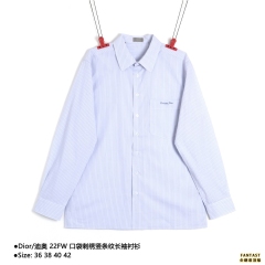 Dior/迪奧 22FW 口袋刺繡竪條紋長袖襯衫