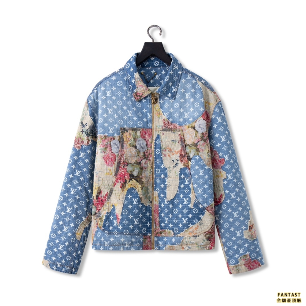 1v 2022 復古花卉牛仔棉服.