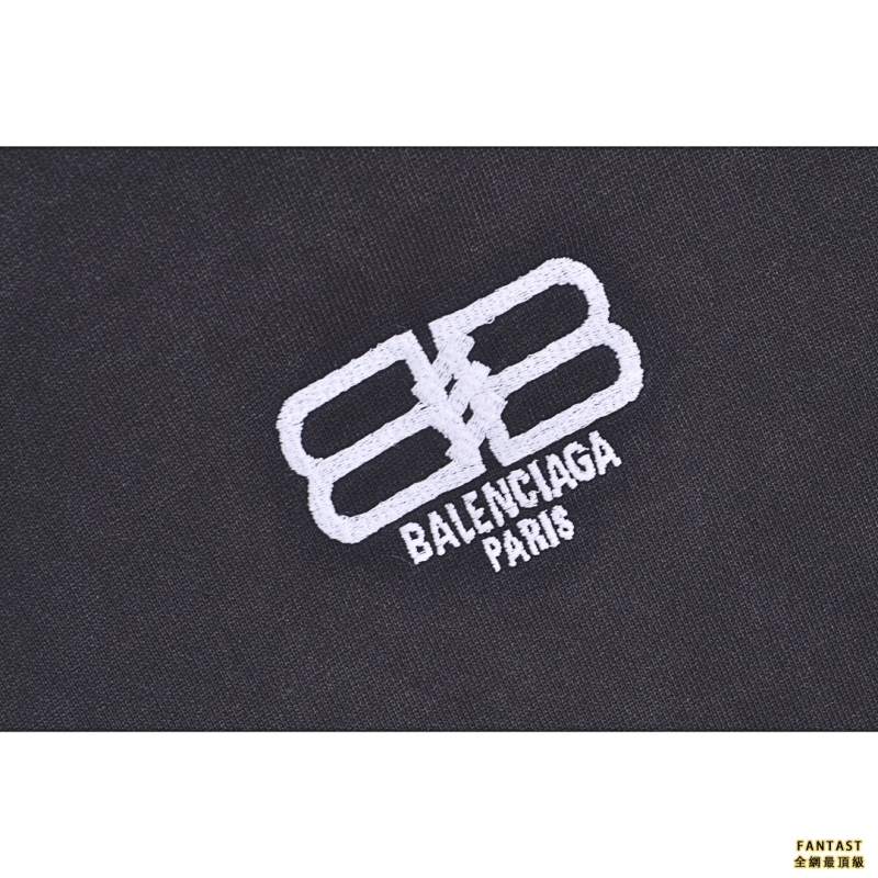 Balenciaga/巴黎世家 洗破做舊 鎖扣Logo刺繡連帽衛衣 
