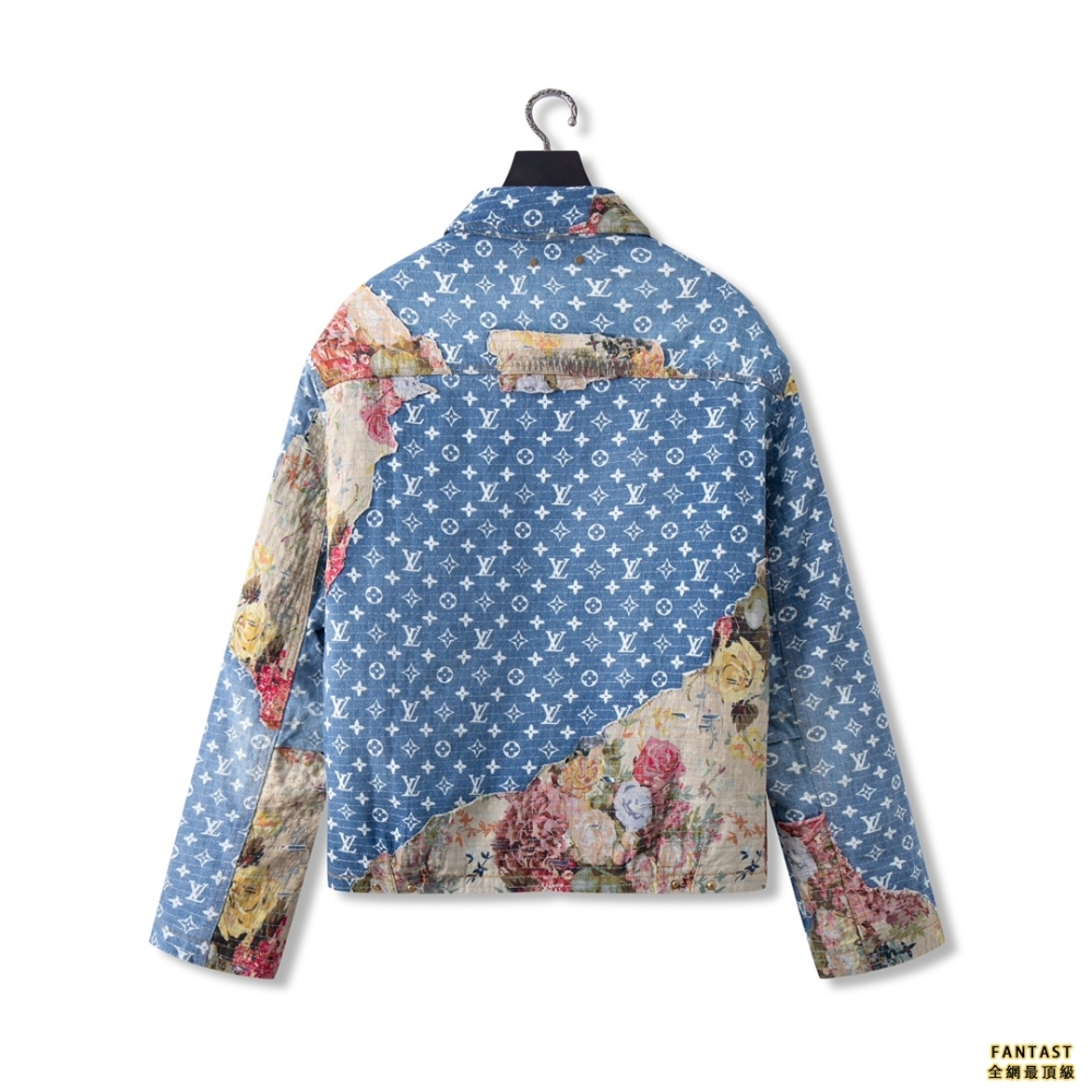 1v 2022 復古花卉牛仔棉服.