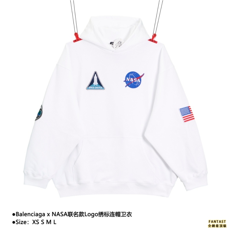 Balenciaga x NASA聯名款Logo繡標連帽衛衣