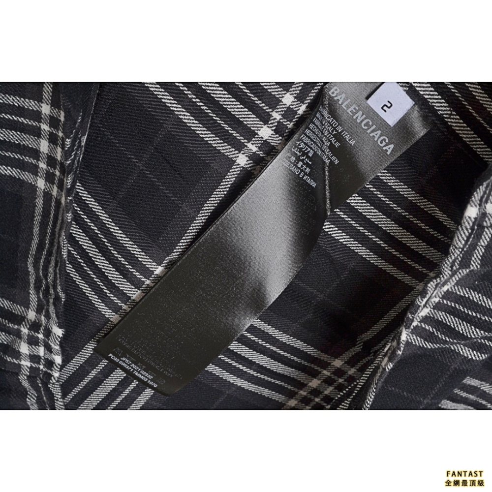 Balenciaga/巴黎世家 22ss 黑白格子假兩件長袖襯衫