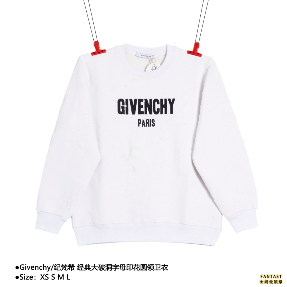 Givenchy/紀梵希經典大破洞字母印花圓領衛衣
