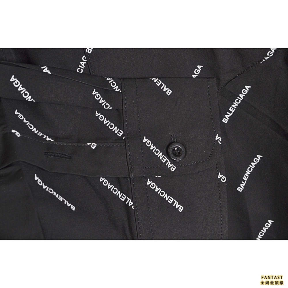 BALENCIAGA/巴黎世家 經典斜紋彈幕滿印長袖襯衫 