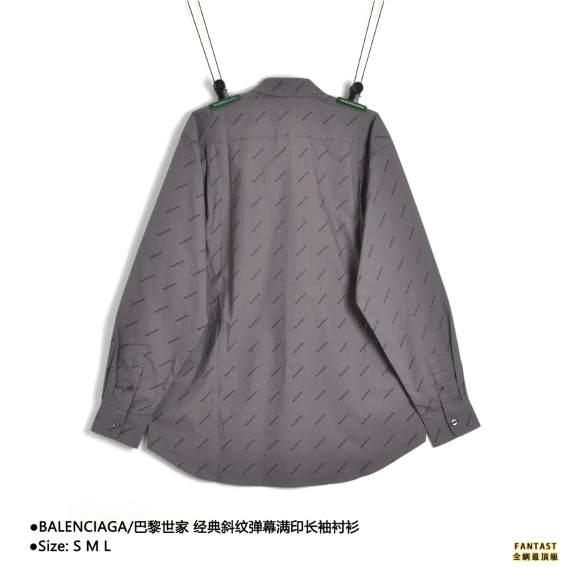 BALENCIAGA/巴黎世家 經典斜紋彈幕滿印長袖襯衫 