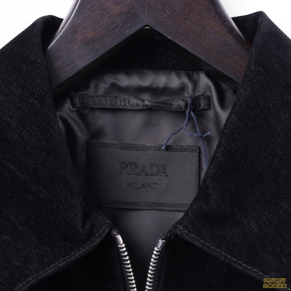 【上新】PRAD 2022ss  新款植絨天鵝絨牛仔衣 