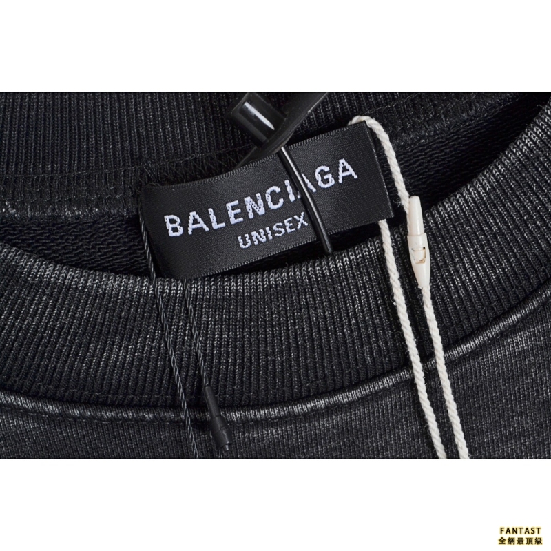 Balenciaga/巴黎世家 麥穗皇冠印花Logo水洗圓領衛衣