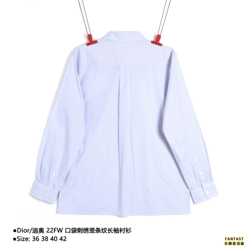 Dior/迪奧 22FW 口袋刺繡竪條紋長袖襯衫