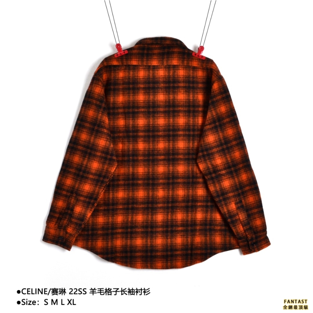CELINE/賽琳 22SS 羊毛格子長袖襯衫