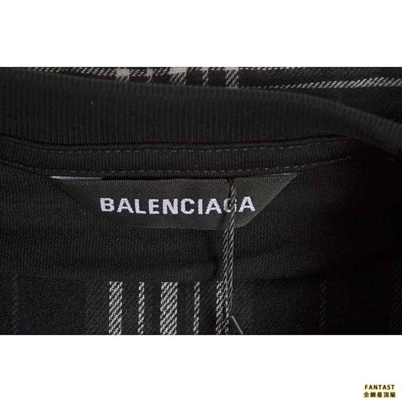 Balenciaga/巴黎世家 22ss 黑白格子假兩件長袖襯衫