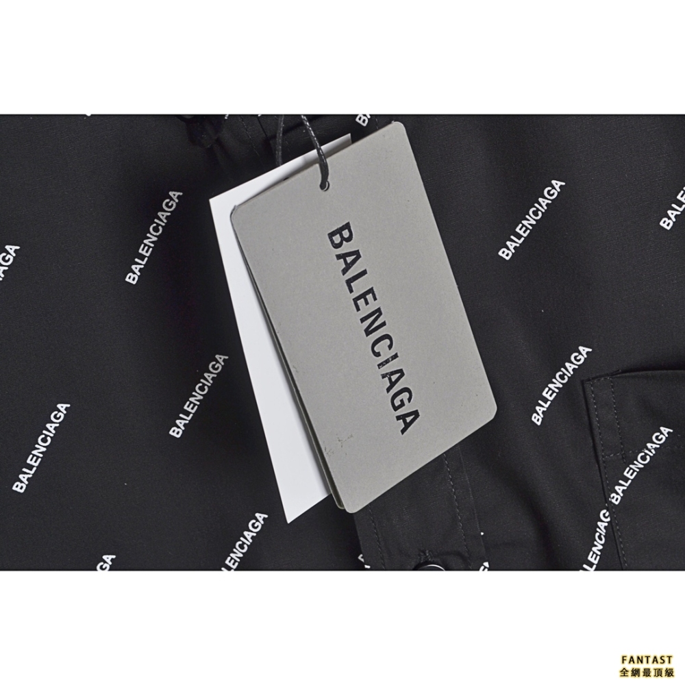 BALENCIAGA/巴黎世家 經典斜紋彈幕滿印長袖襯衫 