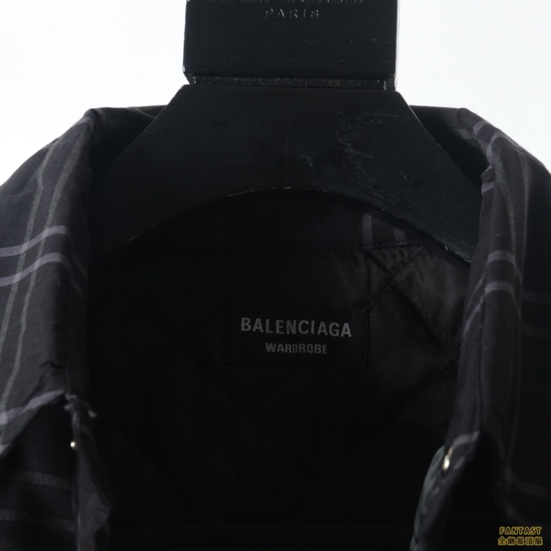 Balenciaga巴黎世家 22Fw BB格紋棉服外套