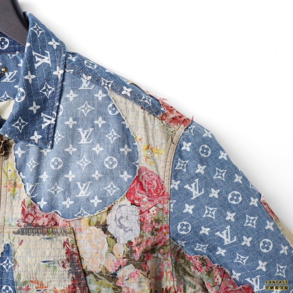 1v 2022 復古花卉牛仔棉服.