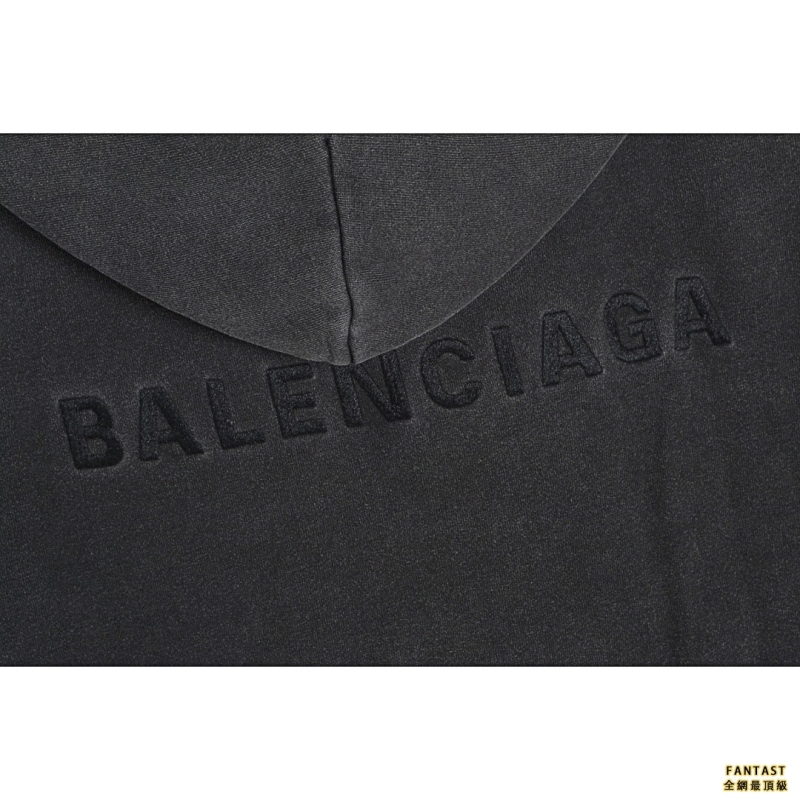 Balenciaga/巴黎世家 前後字母刺繡水洗做舊連體帽衛衣