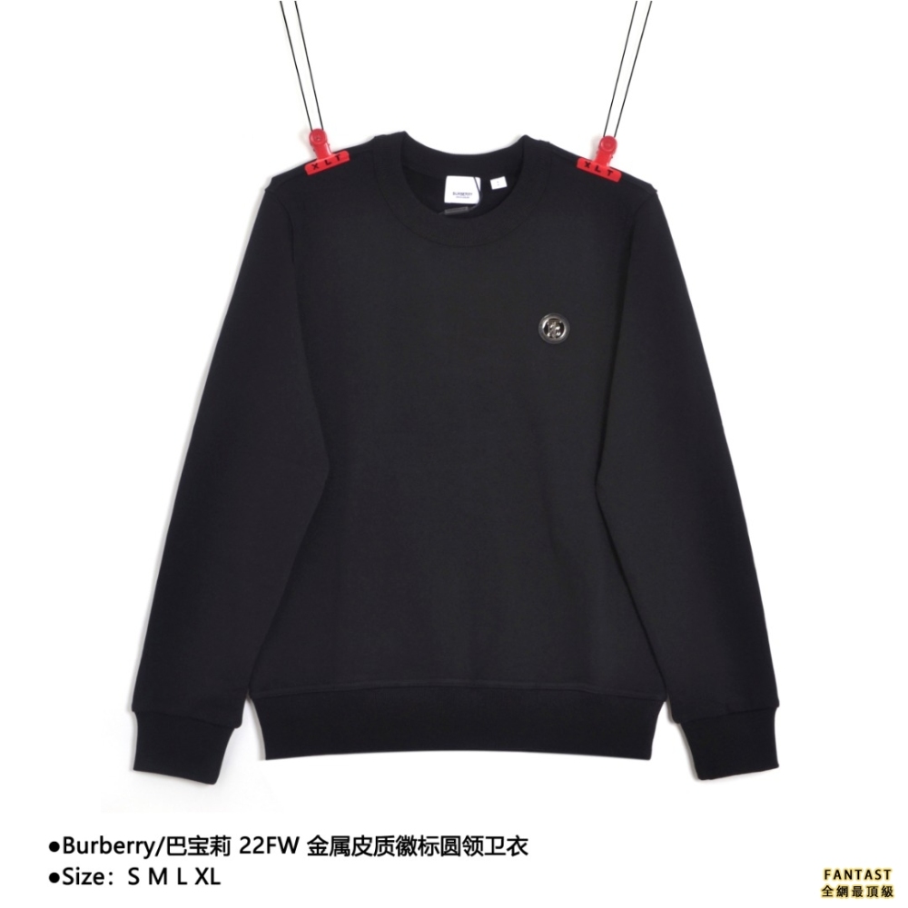 Burberry/巴寶莉 22FW 金屬皮質徽標圓領衛衣