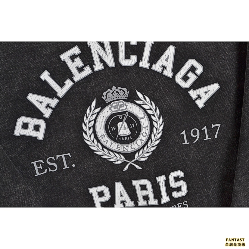 Balenciaga/巴黎世家 麥穗皇冠印花Logo水洗圓領衛衣