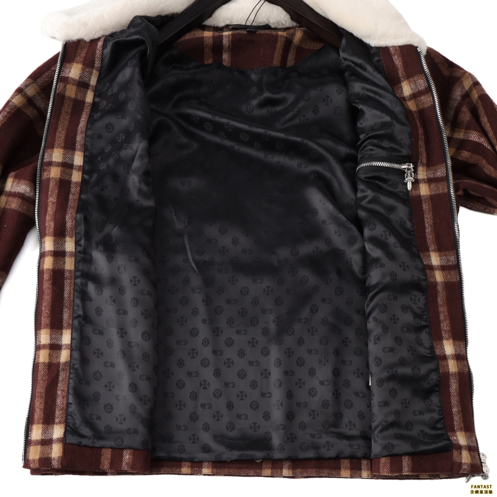新品 Chrome Heart3 羊羔毛格紋夾克