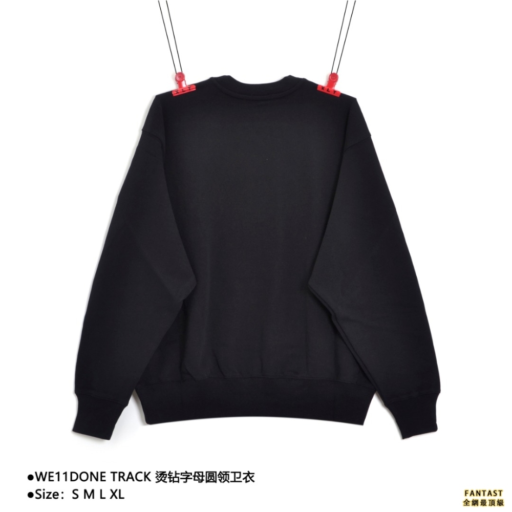 WE11DONE TRACK 燙鑽字母圓領衛衣