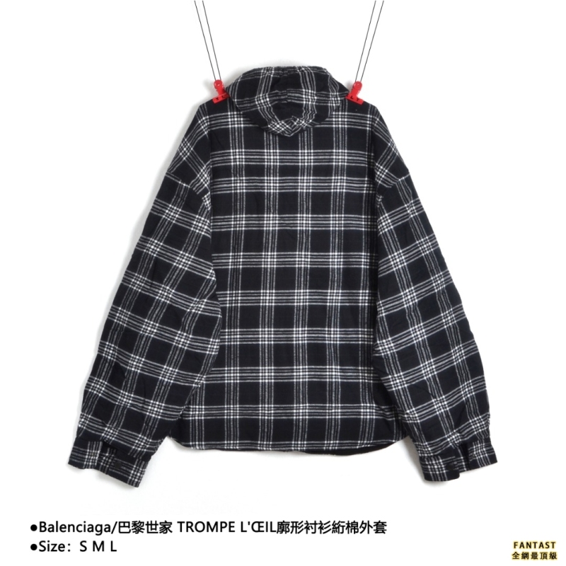 Balenciaga/巴黎世家 TROMPE L'ŒIL廓形襯衫絎棉外套