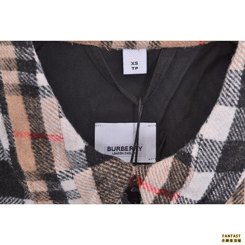 Burberry/巴寶莉 22FW 裁片格紋羊毛襯衫外套