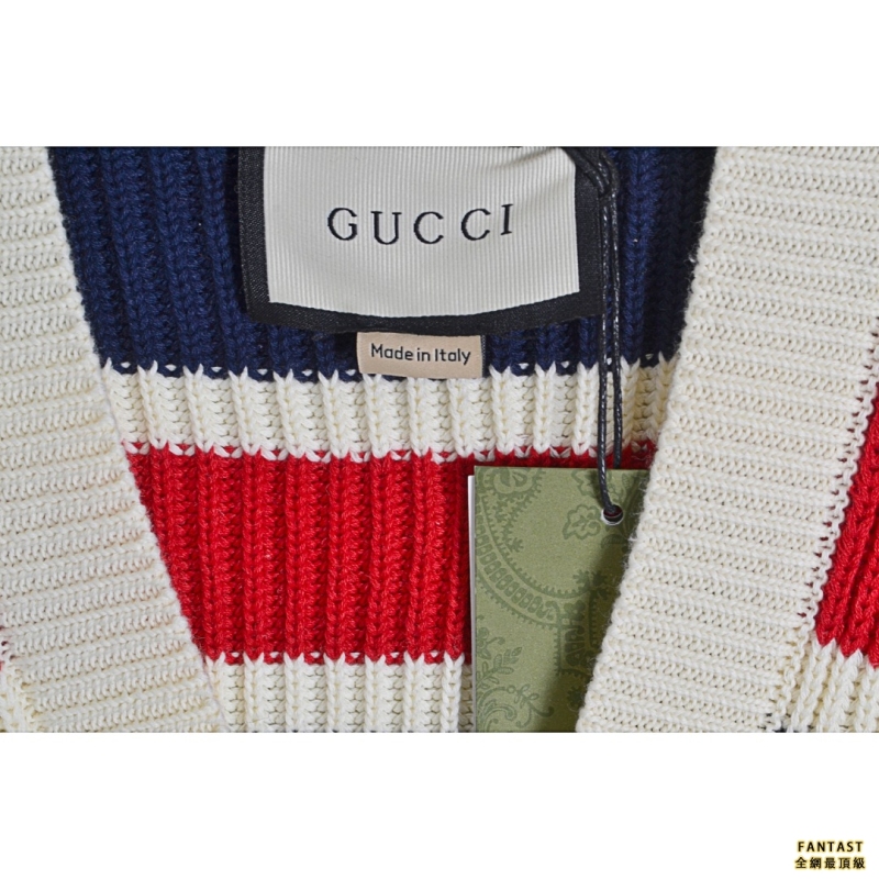 GUCCI/古馳 18Fw 口袋刺繡撞色針織開衫