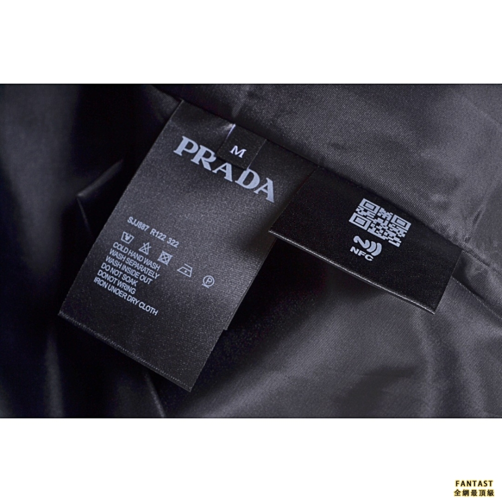 Prada/普拉達 22FW 尼龍拼接拉鍊長袖襯衫