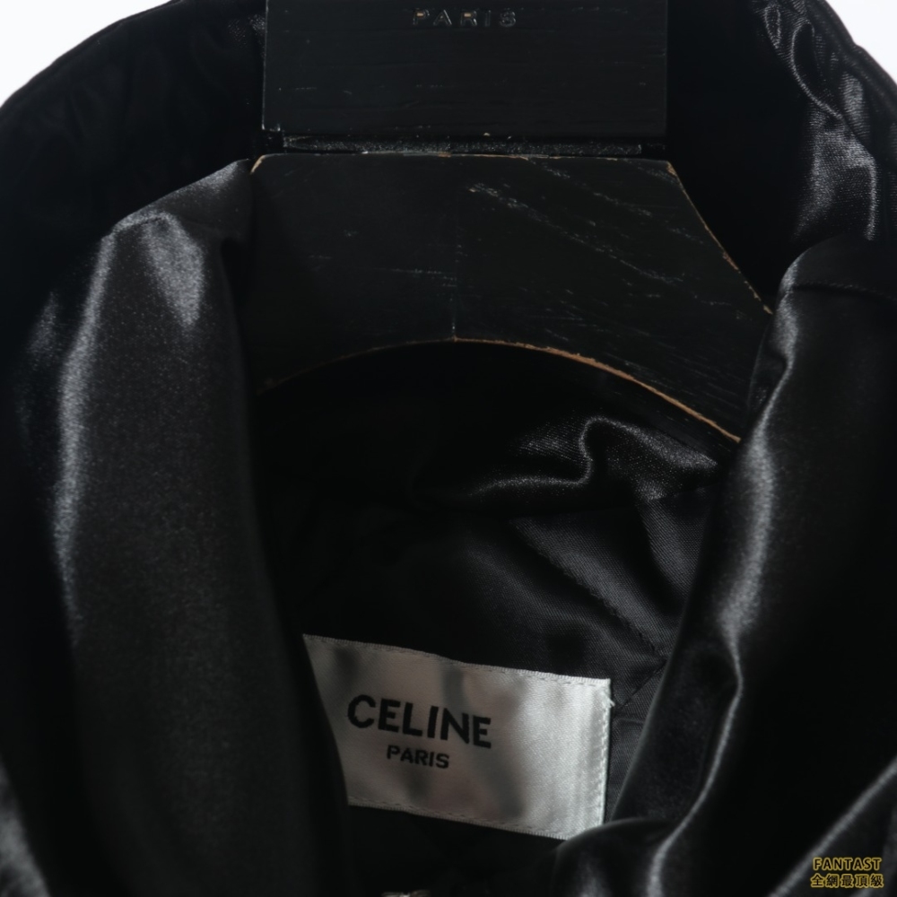 CELINE賽琳CE 22FW 緞面錦綸飛行員夾克棉服外套