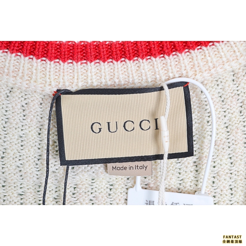 GUCCI/古馳 2022ss 雙G紅色滾邊開衫毛衣