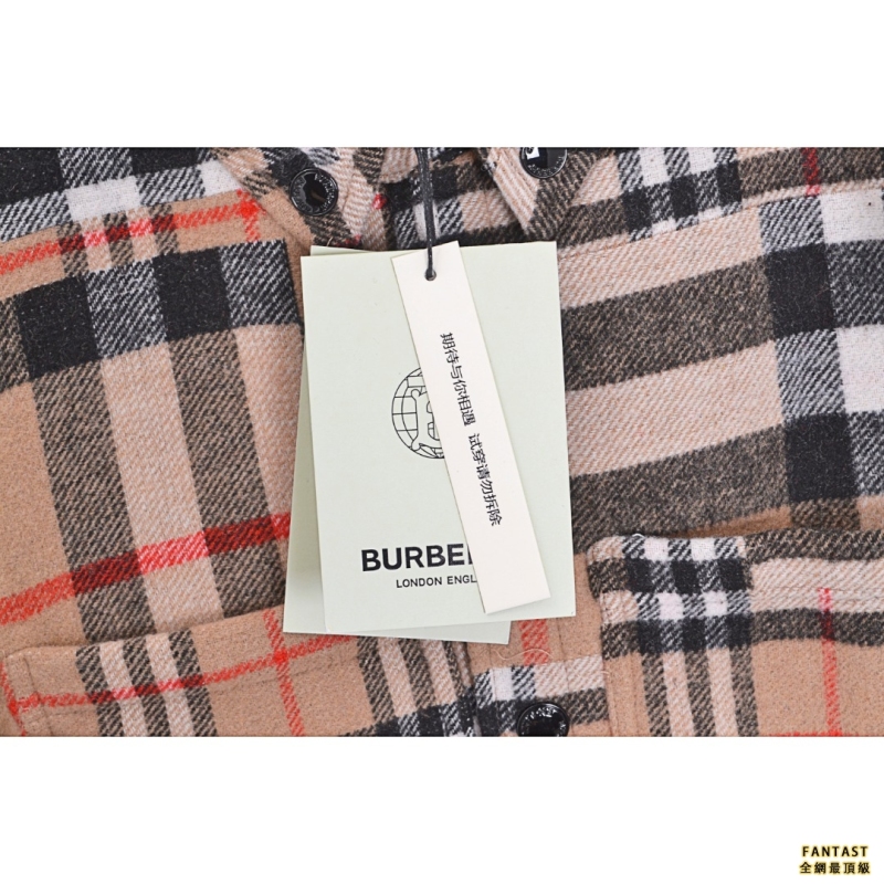 Burberry/巴寶莉 22FW 裁片格紋羊毛襯衫外套