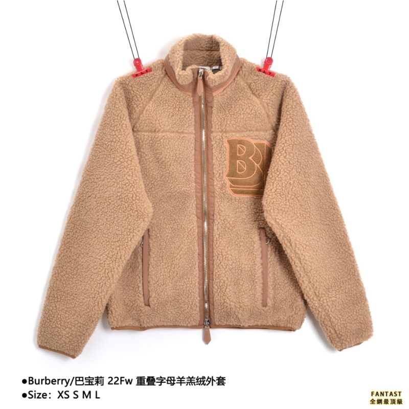 Burberry/巴寶莉 22Fw 重疊字母羊羔絨外套