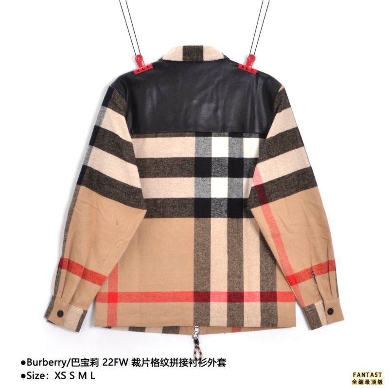 Burberry/巴寶莉 22FW裁片格紋拼接襯衫外套