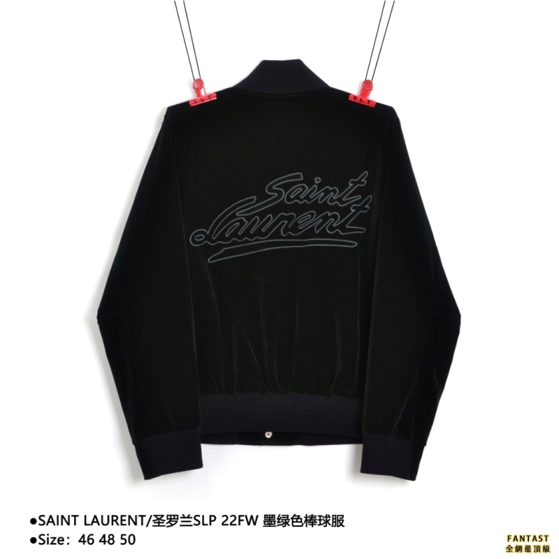 SAINT LAURENT/聖羅蘭SLP 22FW 墨綠色棒球服