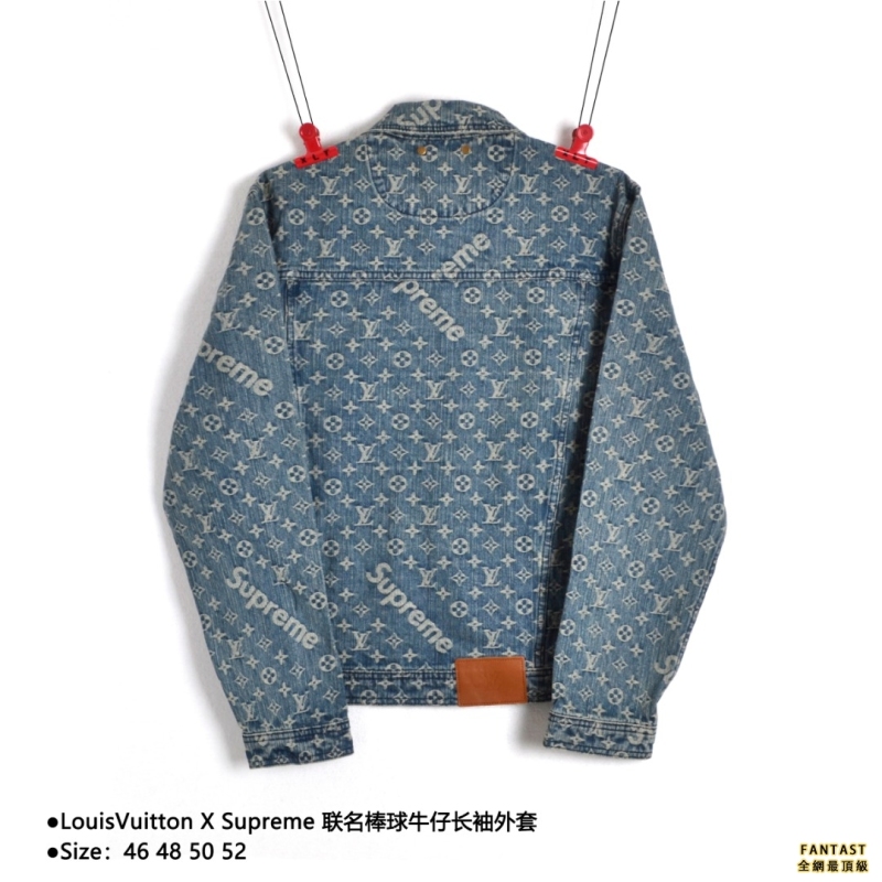 LouisVuitton X Supreme 聯名棒球牛仔長袖外套