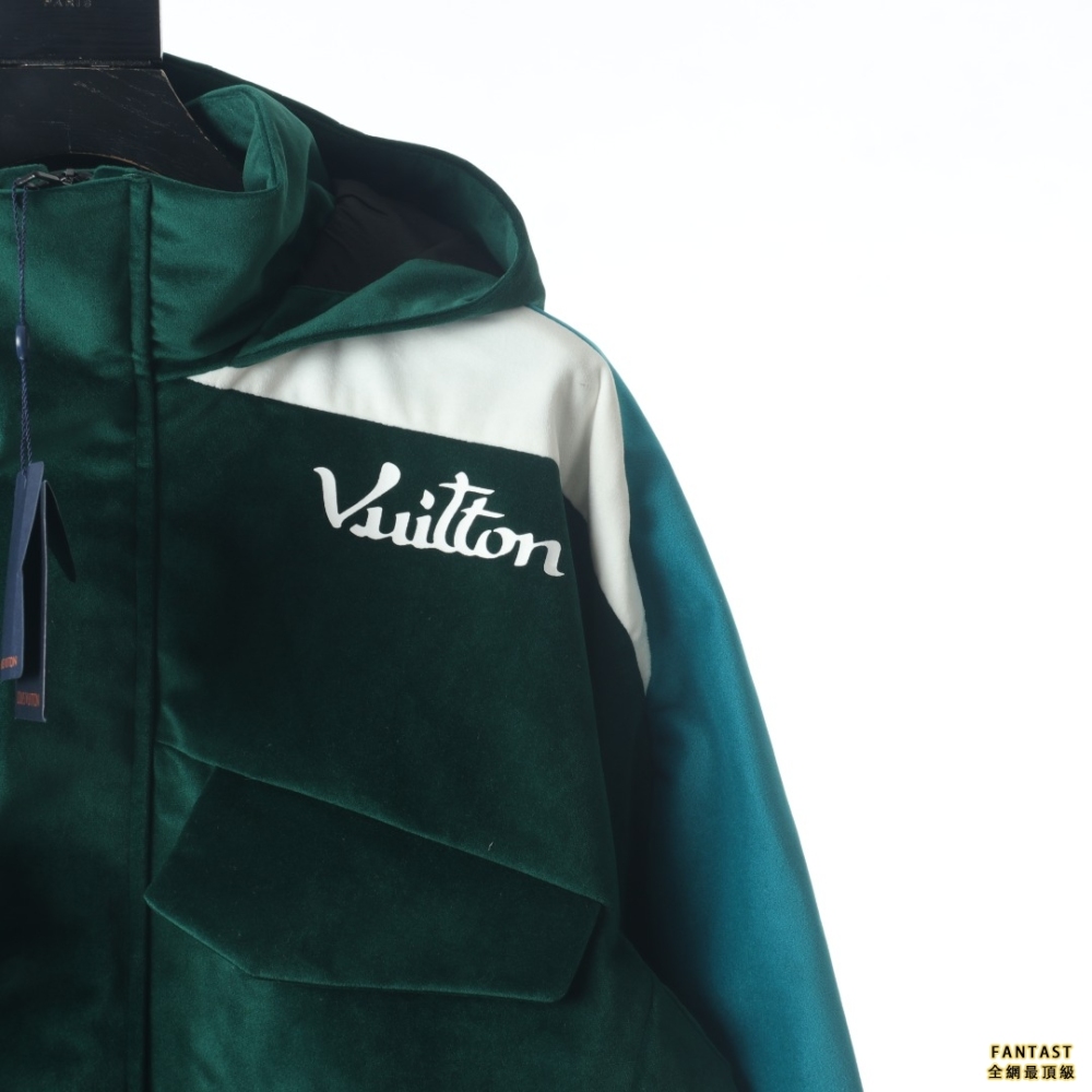 Louis Vuitton/路易威登 22Fw 蓝绿蜜桃绒撞色夹克外套