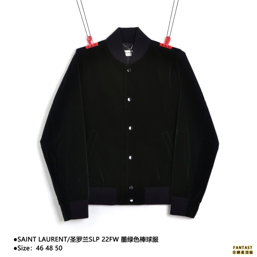 SAINT LAURENT/聖羅蘭SLP 22FW 墨綠色棒球服