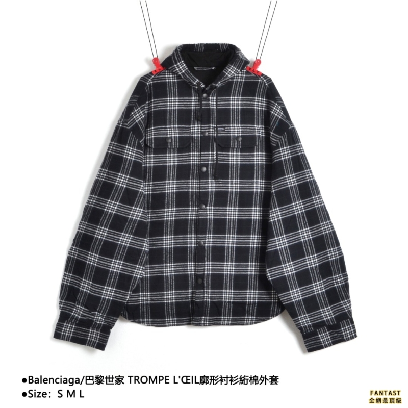 Balenciaga/巴黎世家 TROMPE L'ŒIL廓形襯衫絎棉外套