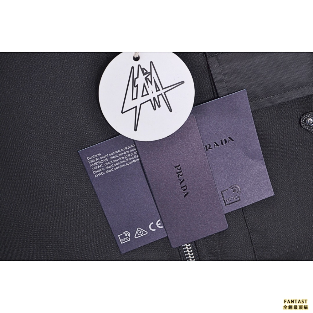 Prada/普拉達 22FW 尼龍拼接拉鍊長袖襯衫