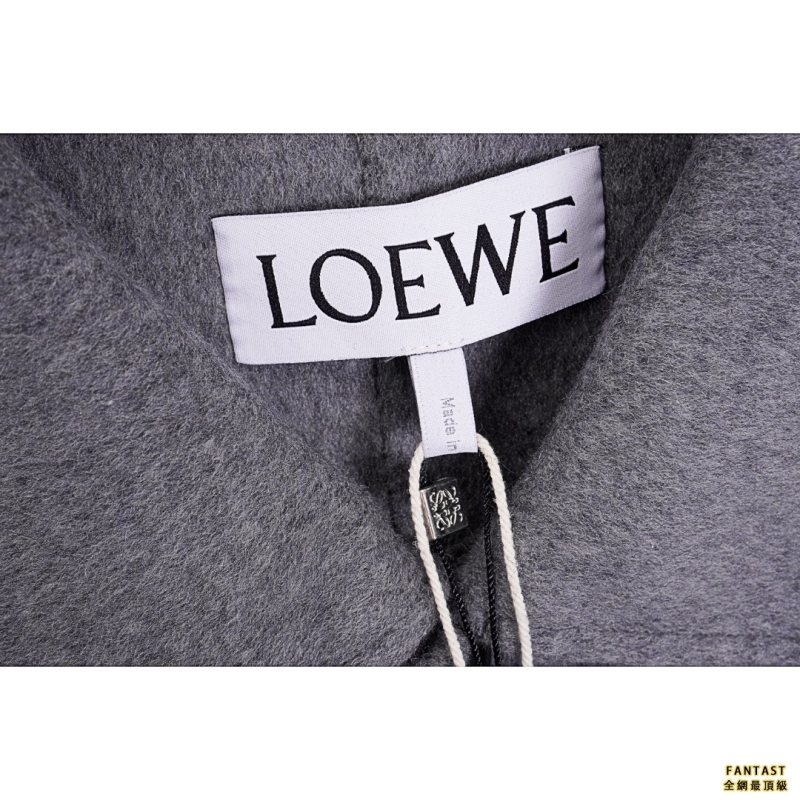 LOEWE/羅意威 22FW 灰色皮標雙面羊絨外套