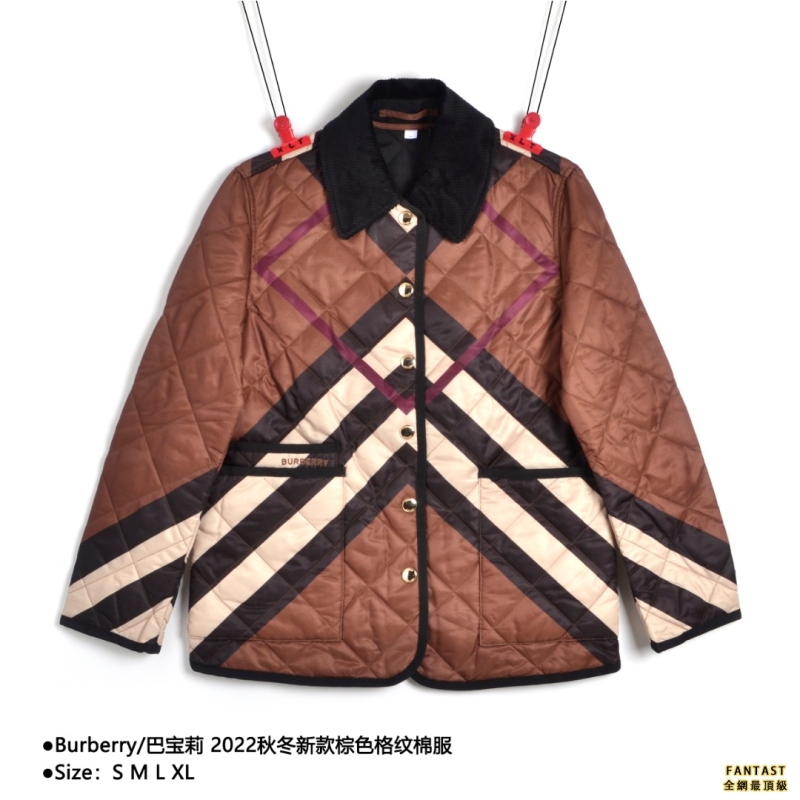 Burberry/巴寶莉 22FW 棕色格紋棉服