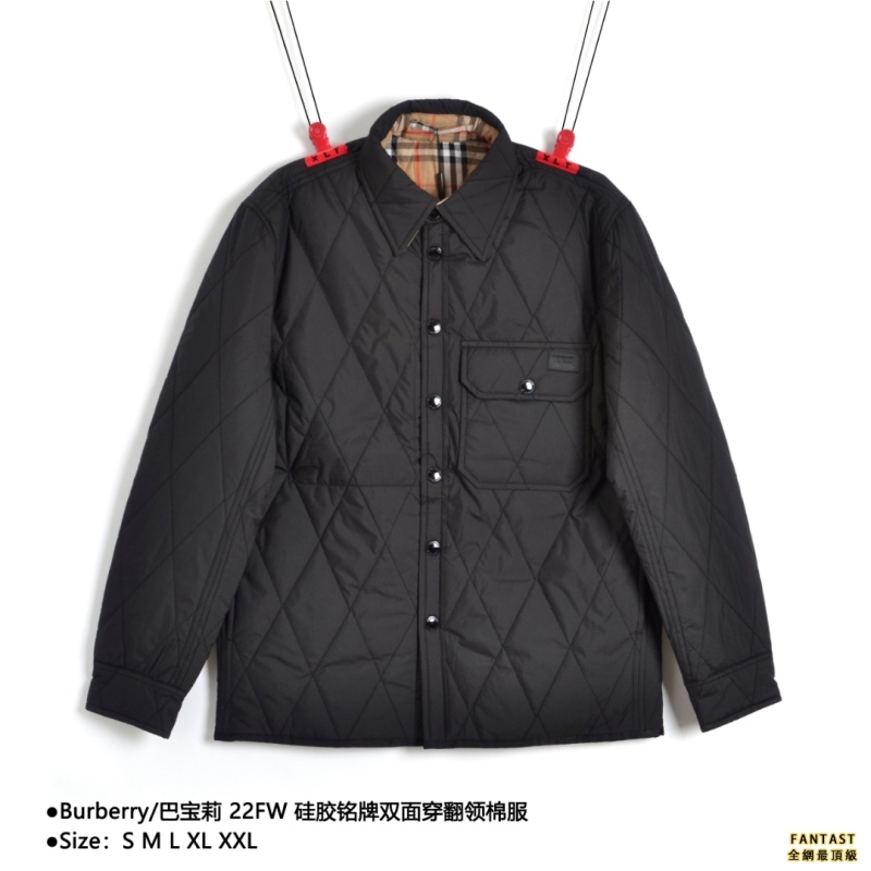 Burberry/巴寶莉 22FW 硅膠銘牌雙面穿翻領棉服