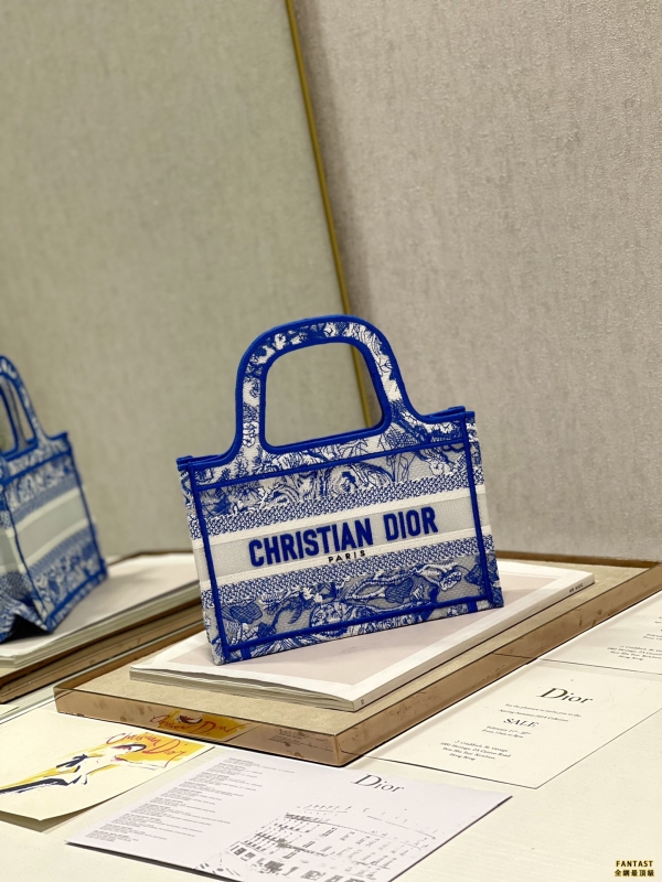 【透明熒光藍虎  新尺寸】 Dio.r  Mini Book tote 