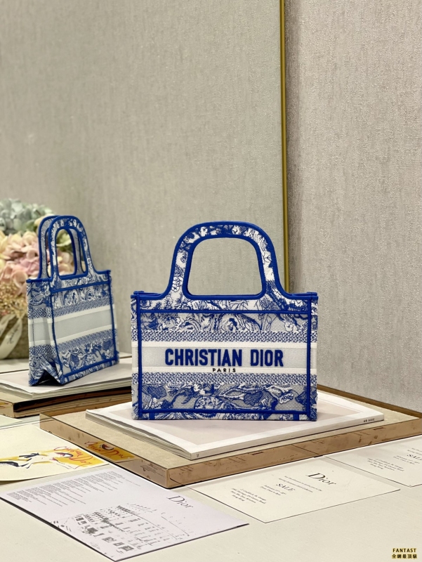 【透明熒光藍虎  新尺寸】 Dio.r  Mini Book tote 